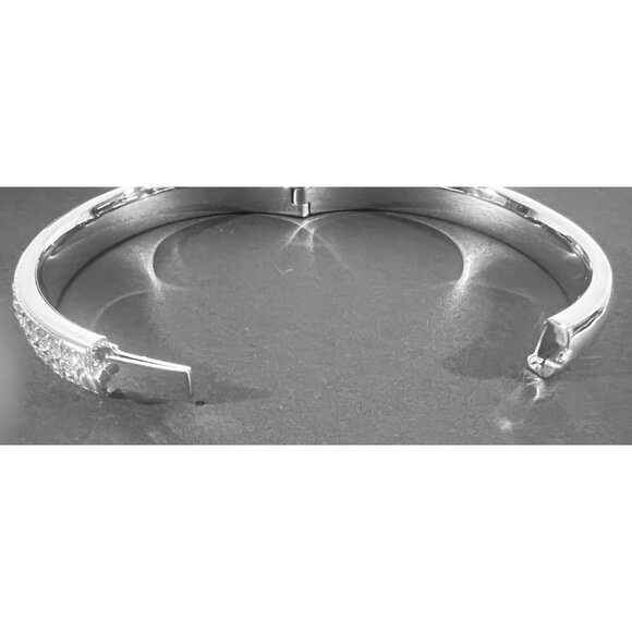 Napoli Womens Rhinestone Bangle Bracelet 2.5" Hinged Statement Holiday glitter - Picture 5 of 11